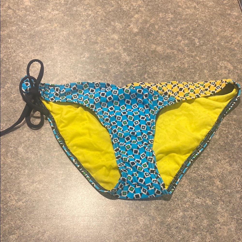 Geometric Blue and Yellow Bikini Bottom